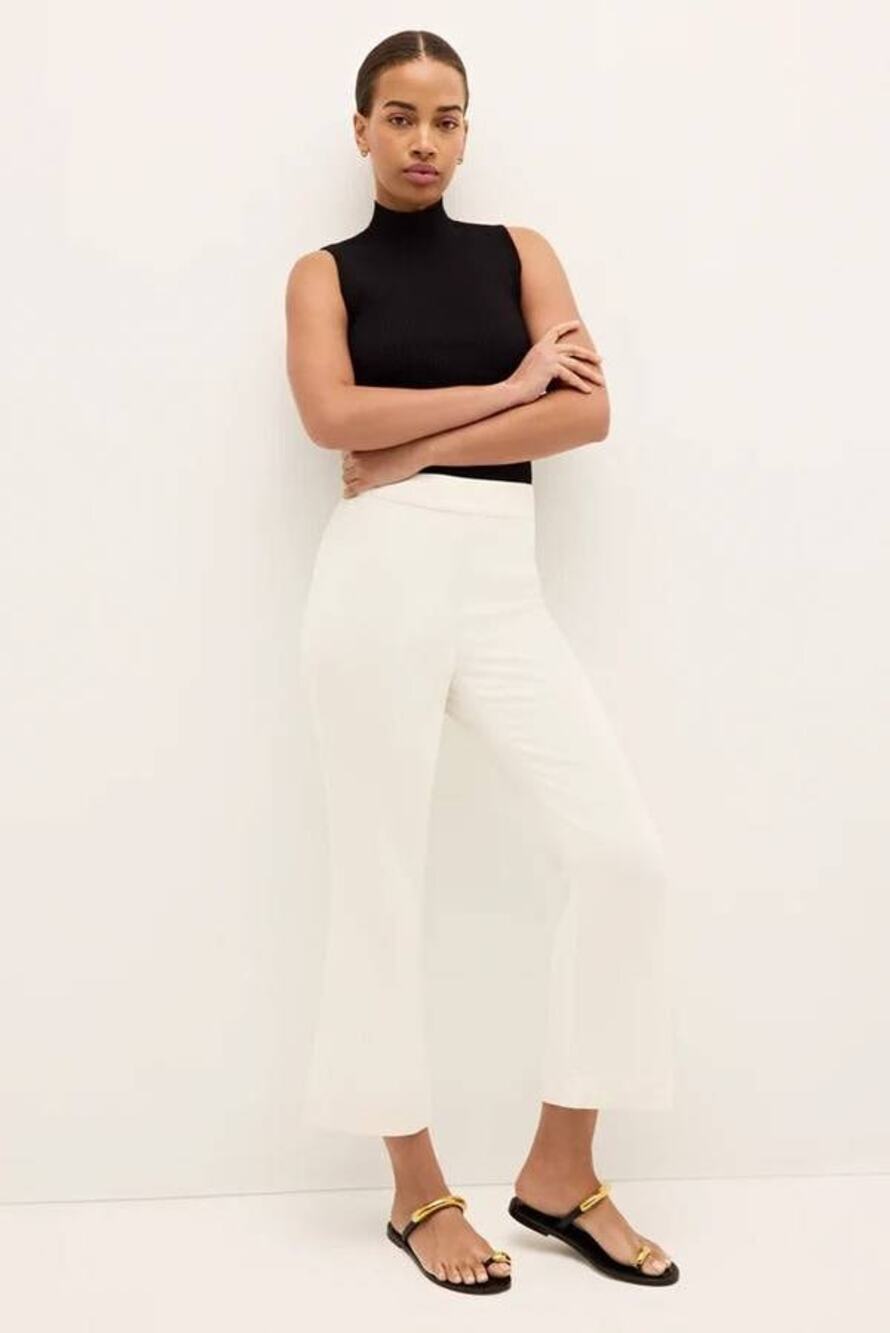 Marie Oliver Mia Crop Pant in Bone White US 6 NWT Minimalist Soft Girl